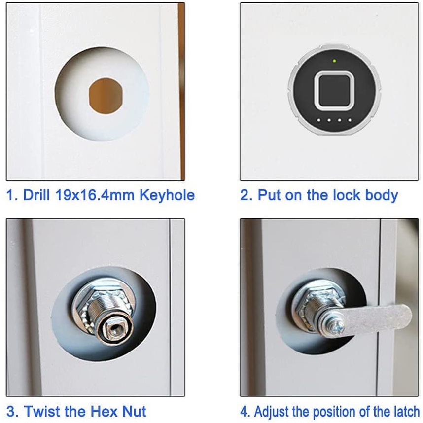 Ổ Khóa Vân Tay Thông Minh Bằng Hợp Kim Kẽm Không Chìa Khóa 30MM 15 Nút Có Thể Sạc Lại Dành Cho Phòng Gym/Văn Phòng