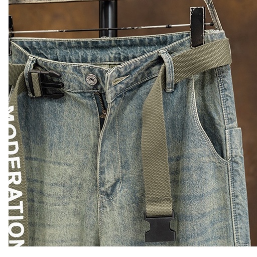 Quần jean nam màu nâu Kuu Clothes ống rộng chất Cotton vải bỏ dày dặn co dãn thấm hút mồ hôi tốt - Quần Jean T1