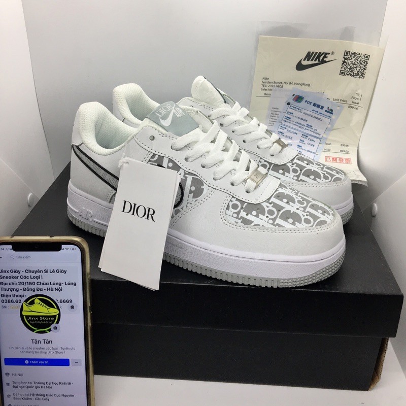 Giày thể thao sneaker AF1 trắng kết hop dior đế xám hàng 1:1 full size | BigBuy360 - bigbuy360.vn