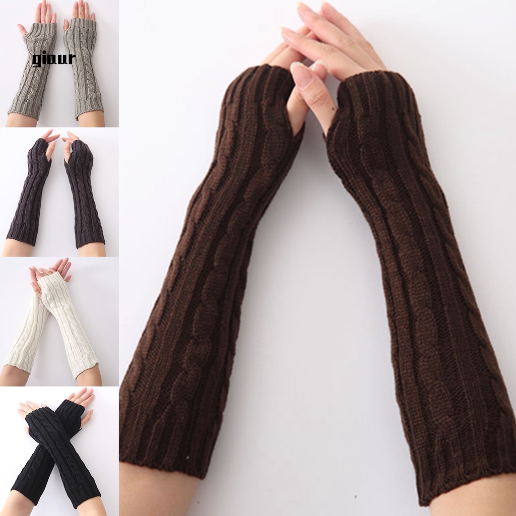 Giaurz Găng tay giữ ấm dày dặn mềm mại màu trơn cho nữ lái xe