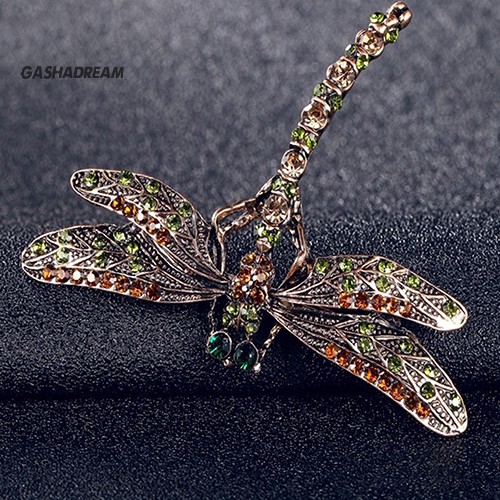 ♉GD New Fashion Jewelry Women's Vintage Noble Dragonfly Crystal Scarf Pin Brooches
