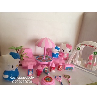 Mèo hello kitty picnic câu cá ,trực thăng,bàn ghế, dù
