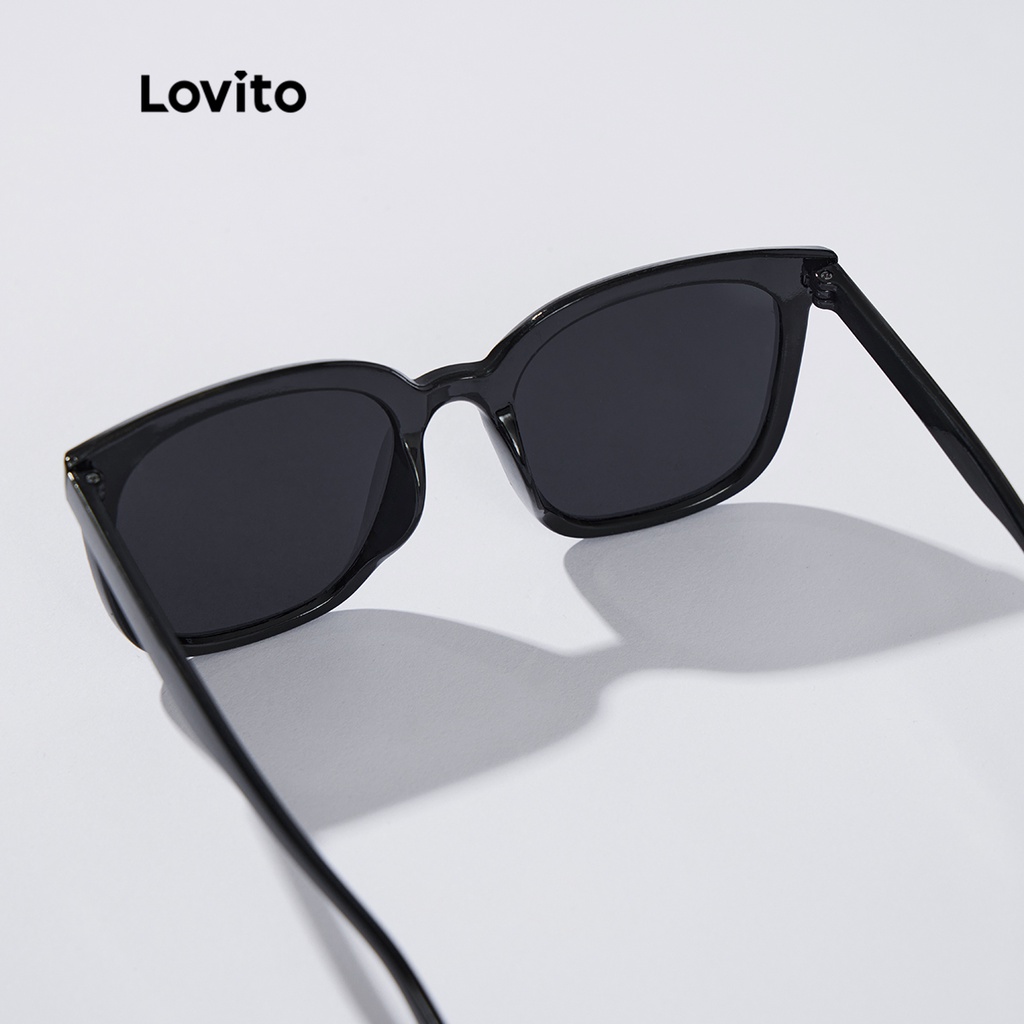 Lovito Kính râm nữ Full Rim cơ bản trơn All-Match L34AD057 (Đen)