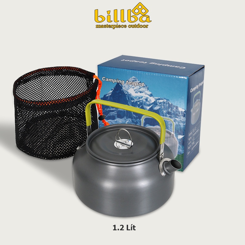 Ấm nấu nước hợp kim nhôm pha trà hoặc cà phê bền đẹp nhỏ gọn cho dã ngoại cắm trại 1,2L (BB4315) - BillBa Outdoors