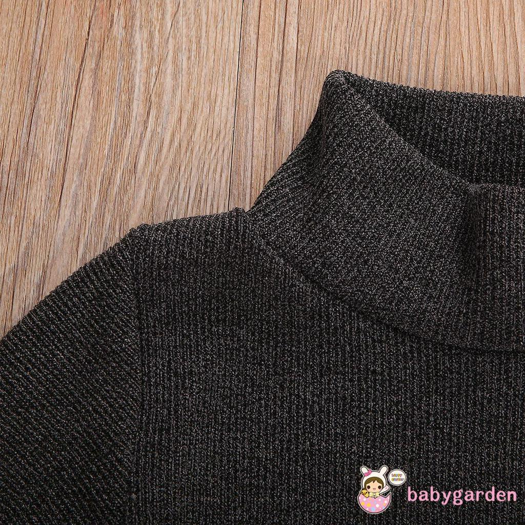 Đầm Len Dài Tay Cổ Cao Màu Trơn Dành Cho Bé Gái