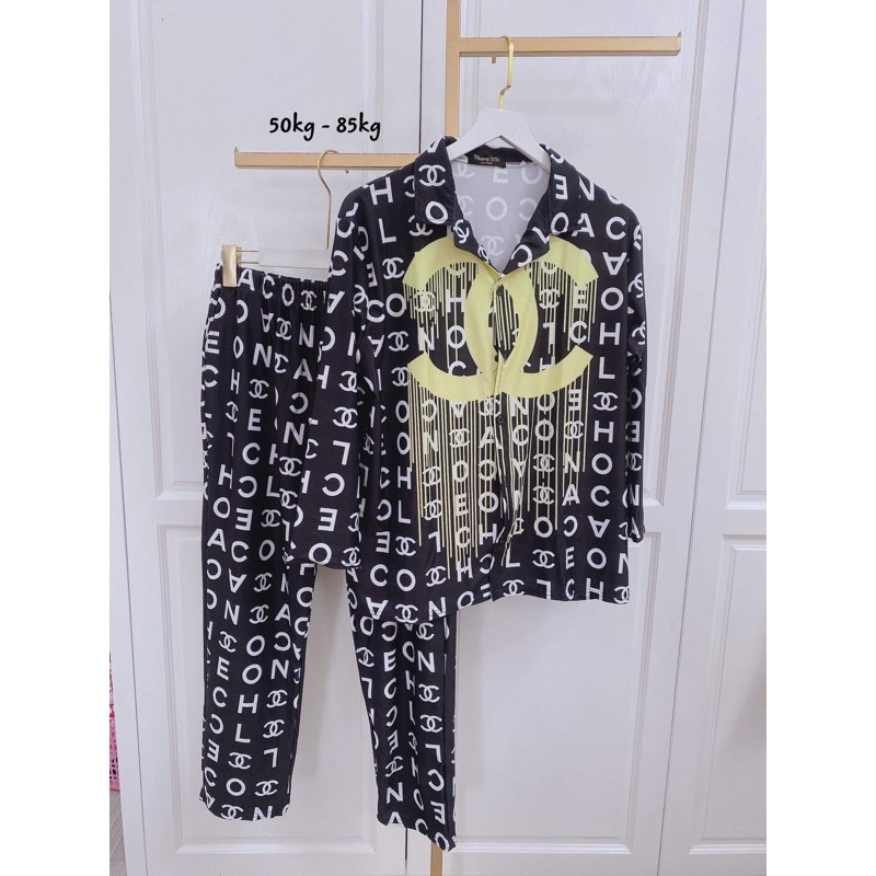 Đồ bộ bigsize pijama thun tay dài họa tiết dễ thương