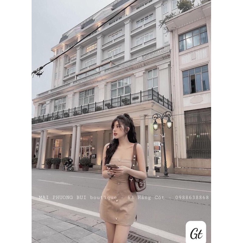 Đầm 2s body đính cúc cực sang