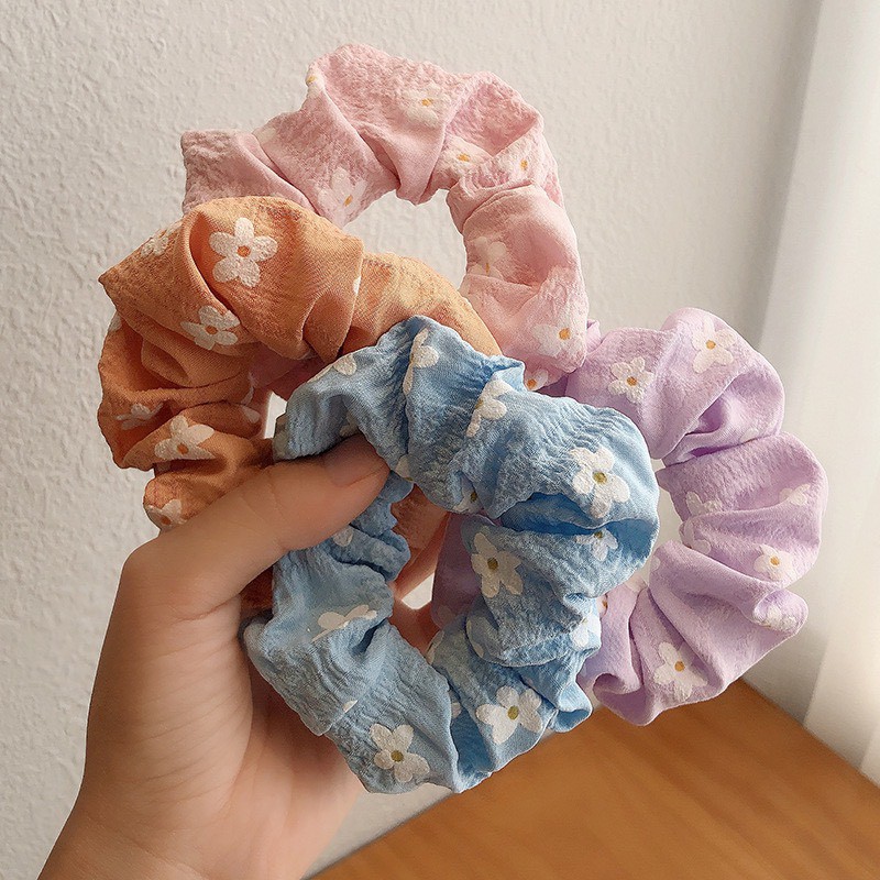 Scrunchies vải Mivino dây chun buộc tóc họa tiết hoa nhí cực đẹp SC04