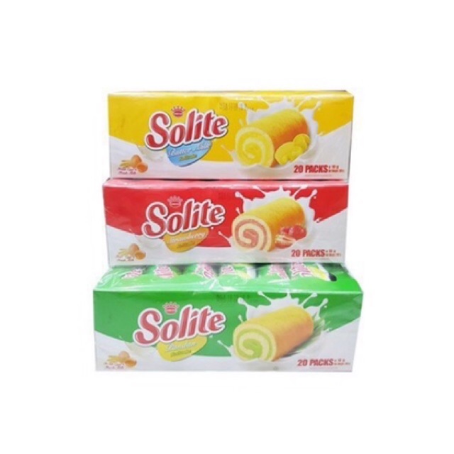 Bánh Bông Lan Cuộn Kem NHIỀU VỊ Solite hộp 360g (20Gói x 18g)