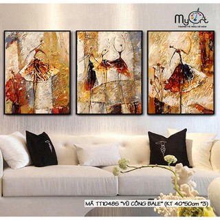 Bộ tranh sơn dầu số hóa tự tô màu DIY 3 bức - Mã TT1048S Vũ điệu bale Tranh nghệ thuật cổ điển sang trọng Myart
