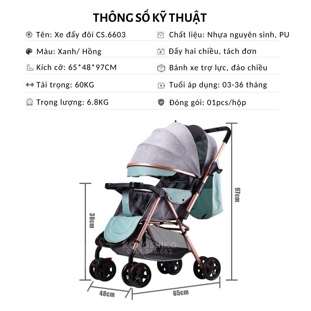 Xe đẩy đôi tách rời cho bé CS.6603