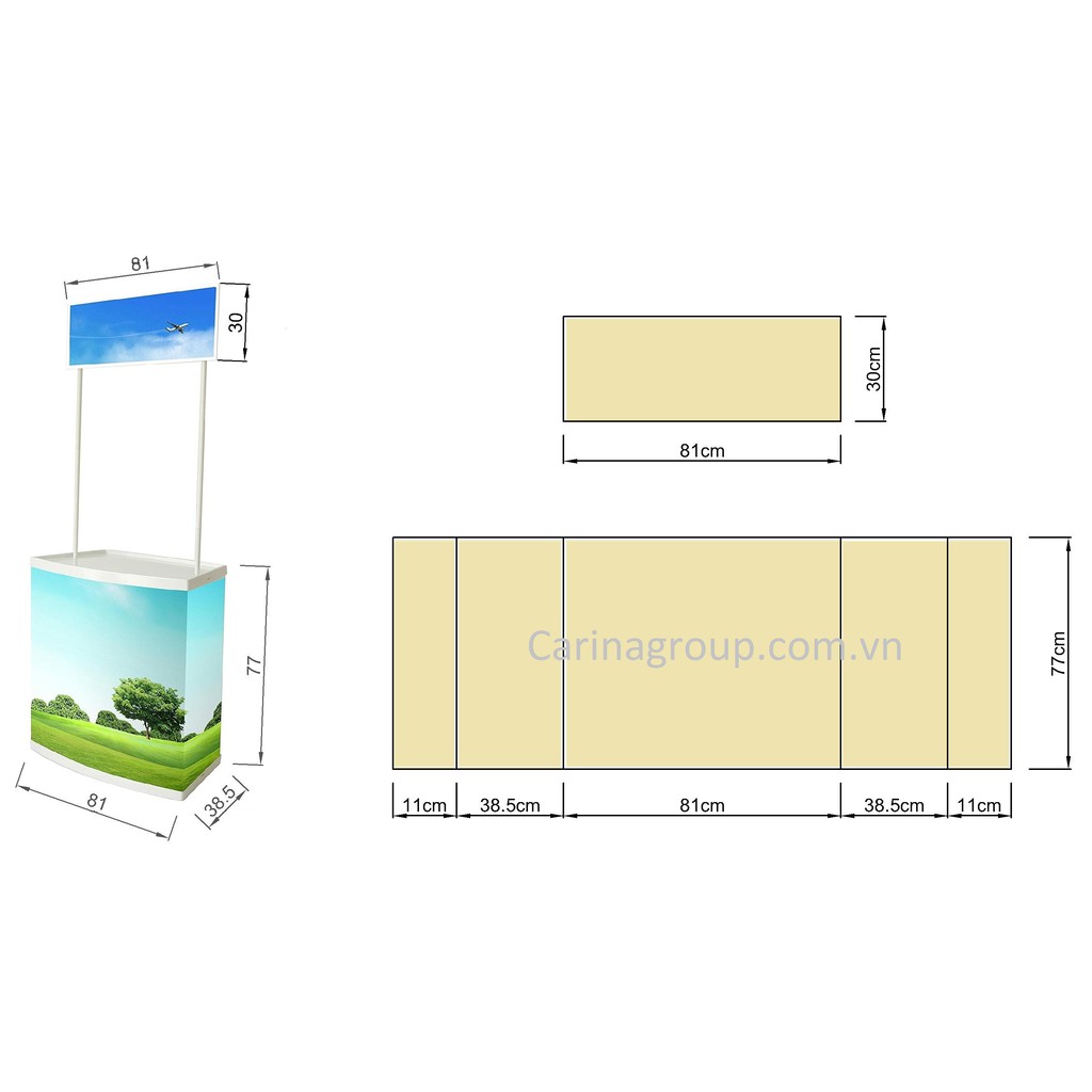 Quầy bán hàng sampling booth, promotion counter di động gấp xếp bằng nhựa