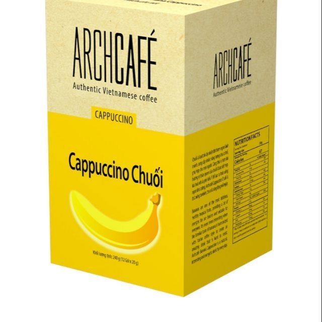 Cà phê Capuchino Chuối - cà phê hòa tan Archcafe' (12 gói × 20gr)