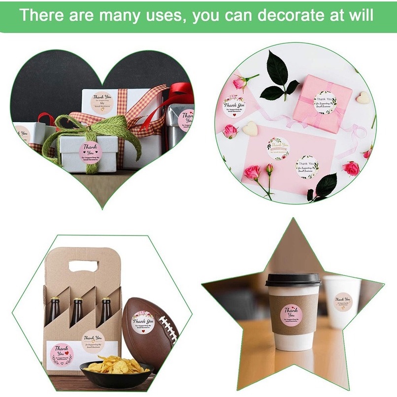 1 Cuộn (500 Miếng) Hình Dán Tròn &quot;Thank You&quot; Dùng Gói Quà