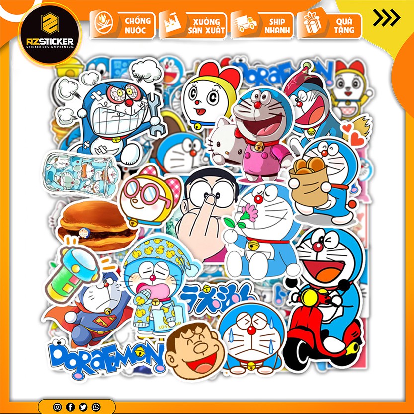 [Set 50+]Sticker Doremon - Hình Dán Doremon| Dán Nón Bảo Hiêm, Điện Thoại, Laptop, Bình Nước...Chống Nước, Chống Bay Màu