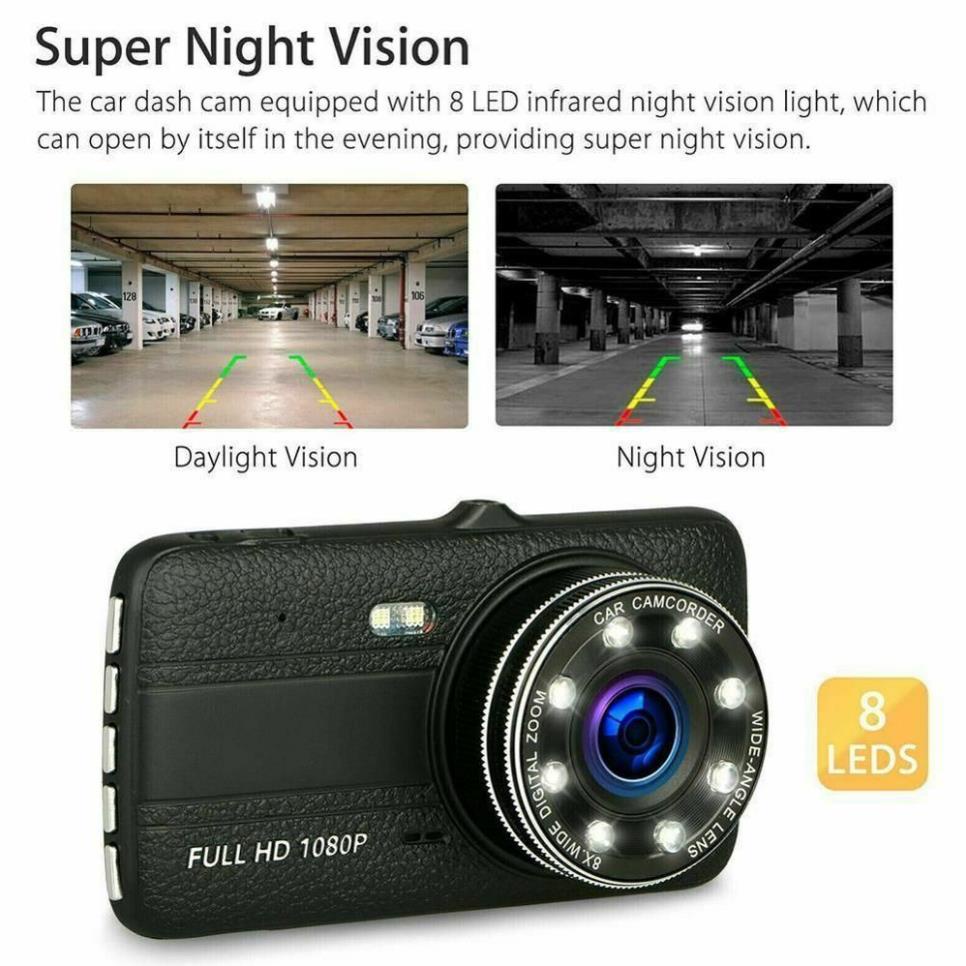 Trọn Bộ camera Hành trình Full HD 1080P - Màn hình 4 inch - Tích hợp 8 LED | BigBuy360 - bigbuy360.vn