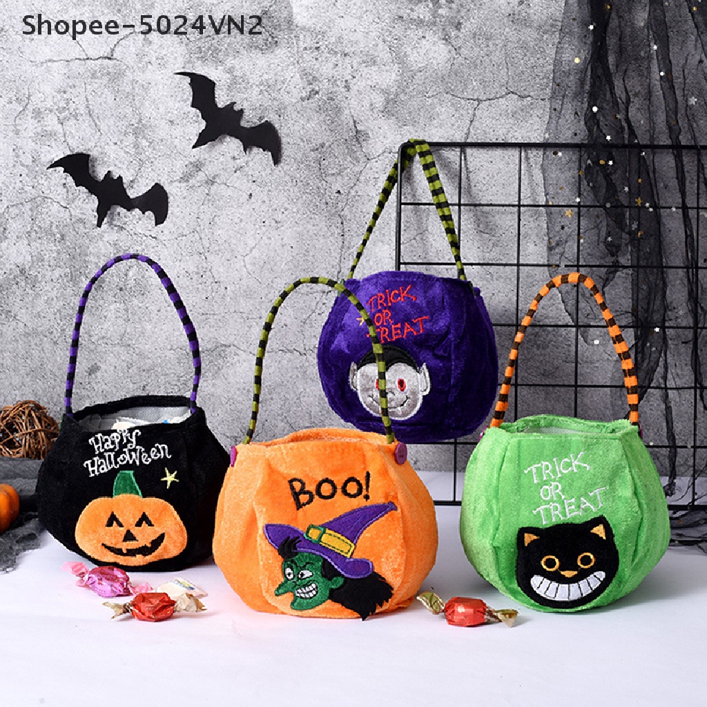 Túi Đựng Kẹo Halloween 2022 Hình Bí Ngô / Phù Thủy / Mèo Đen