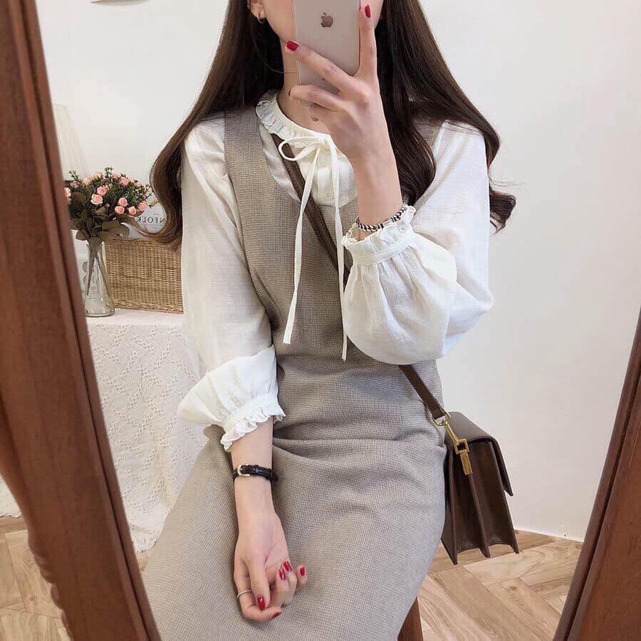 Áo sơ mi bèo cổ dây nơ (max290) | BigBuy360 - bigbuy360.vn