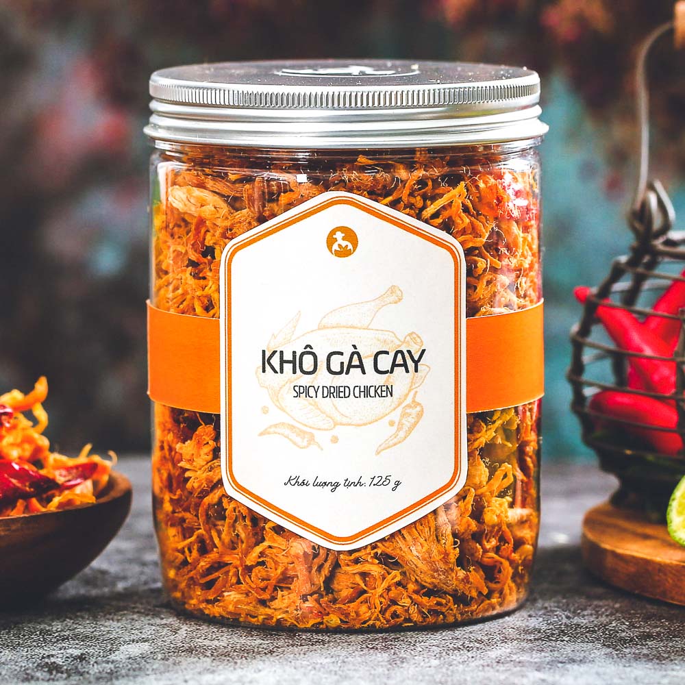 Khô gà cay L'angfarm, 125g, hũ, mẫu nắp nhôm