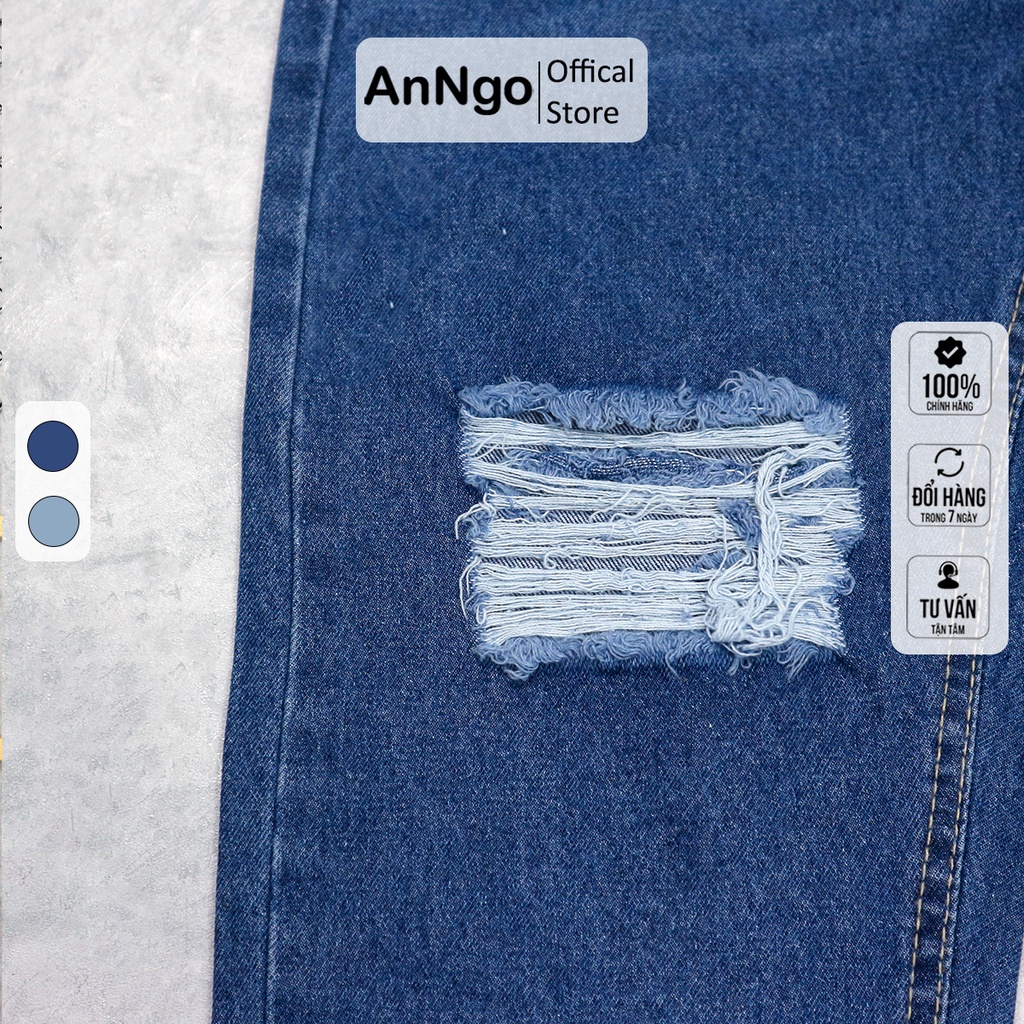 Quần jean nữ baggy ống rộng rách gối, chất jean denim cực đẹp AnNgo - AT170
