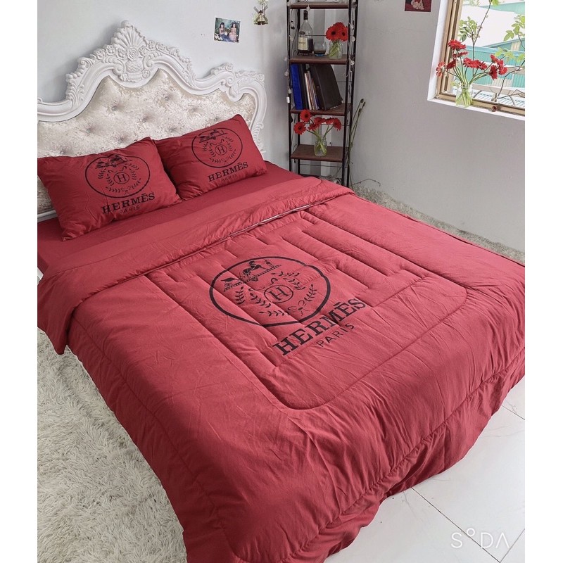 Trọn bộ chăn ga gối cotton đũi hè mát lạnh(gạt trái để chọn mẫu)