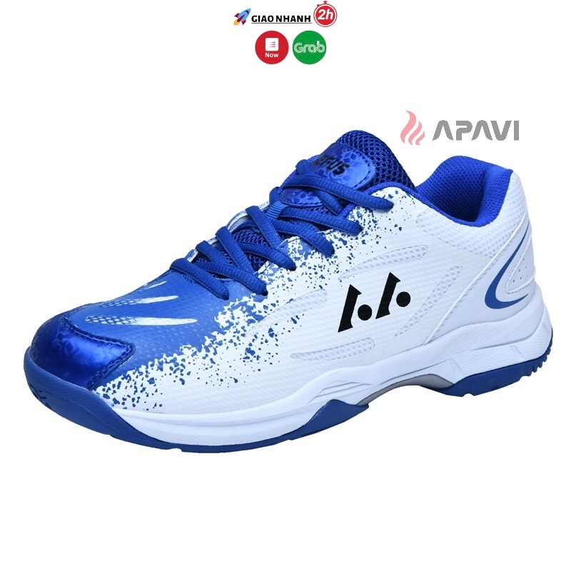 Giày cầu lông Lefus L018 trắng xanh trẻ trung, da PU bền, lưới thoáng khí, ôm chân, bám sàn, kèm quà