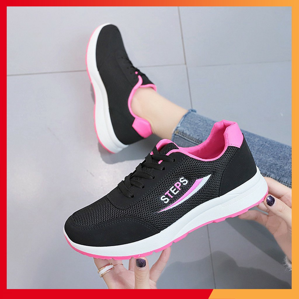 (Ảnh thật kèm video ) Giày thể thao nữ Steps - Giày Sneaker Nữ Steps Style Cổ Thấp Thể Thao Phối Màu