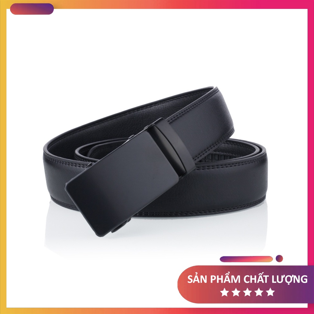 Thắt lưng nam, thắt lưng da chất đẹp, khóa tự động cao cấp, mặt đen bóng thời trang nam tính lịch lãm