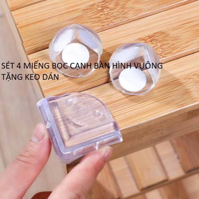 Set 4 miếng Bịt Góc Bàn, Bọc Cạnh Bàn Silicon Tránh Va Đập, An Toàn Cho Bé Và Người Già(....K5h1o3,4....)