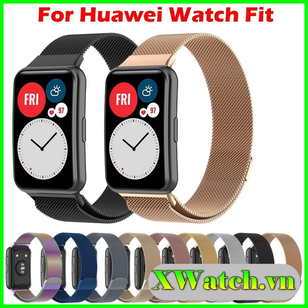 Dây đeo Milanese Loop kim loại thép không gỉ cho Huawei Watch Fit khóa nam châm