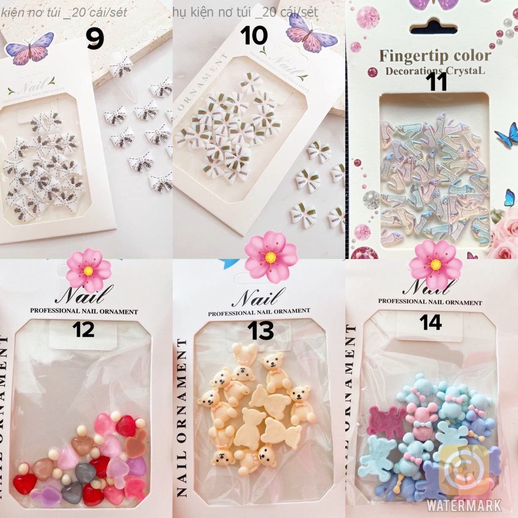 (Hàng mới về) Charm nơ, charm thú đính móng dành cho Nail 25k/1 set