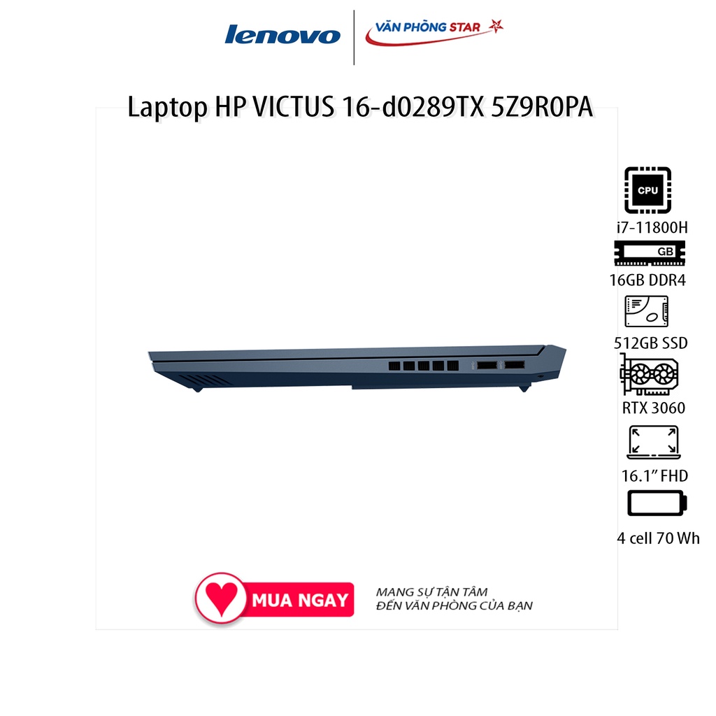 Laptop HP VICTUS 16-d0289TX 5Z9R0PA (16.1&quot; Full HD/ 144Hz/Intel Core i7-11800H/16GB/512GB SSD/NVIDIA GeForce RTX 3060)
