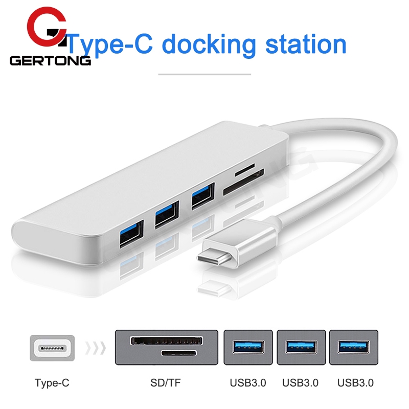 Bộ chuyển đổi 5 trong 1 USB C sang 3.0 Type C và đọc thẻ TF/SD cho MacBook Pro Air đa năng