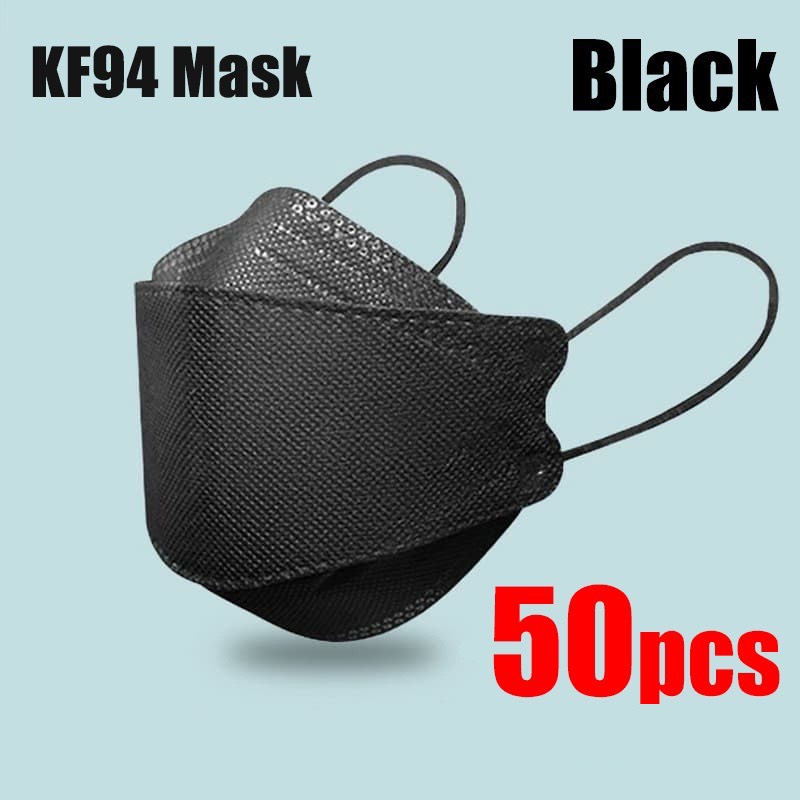 [combo 50chiec] Khẩu Trang KF94 màu đen kháng khuẩn dày dặn ôm mặt