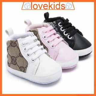 Lok0844 Giày thể thao đế mềm cổ cao chống trượt Giày Chilren Prewalker 0-12M