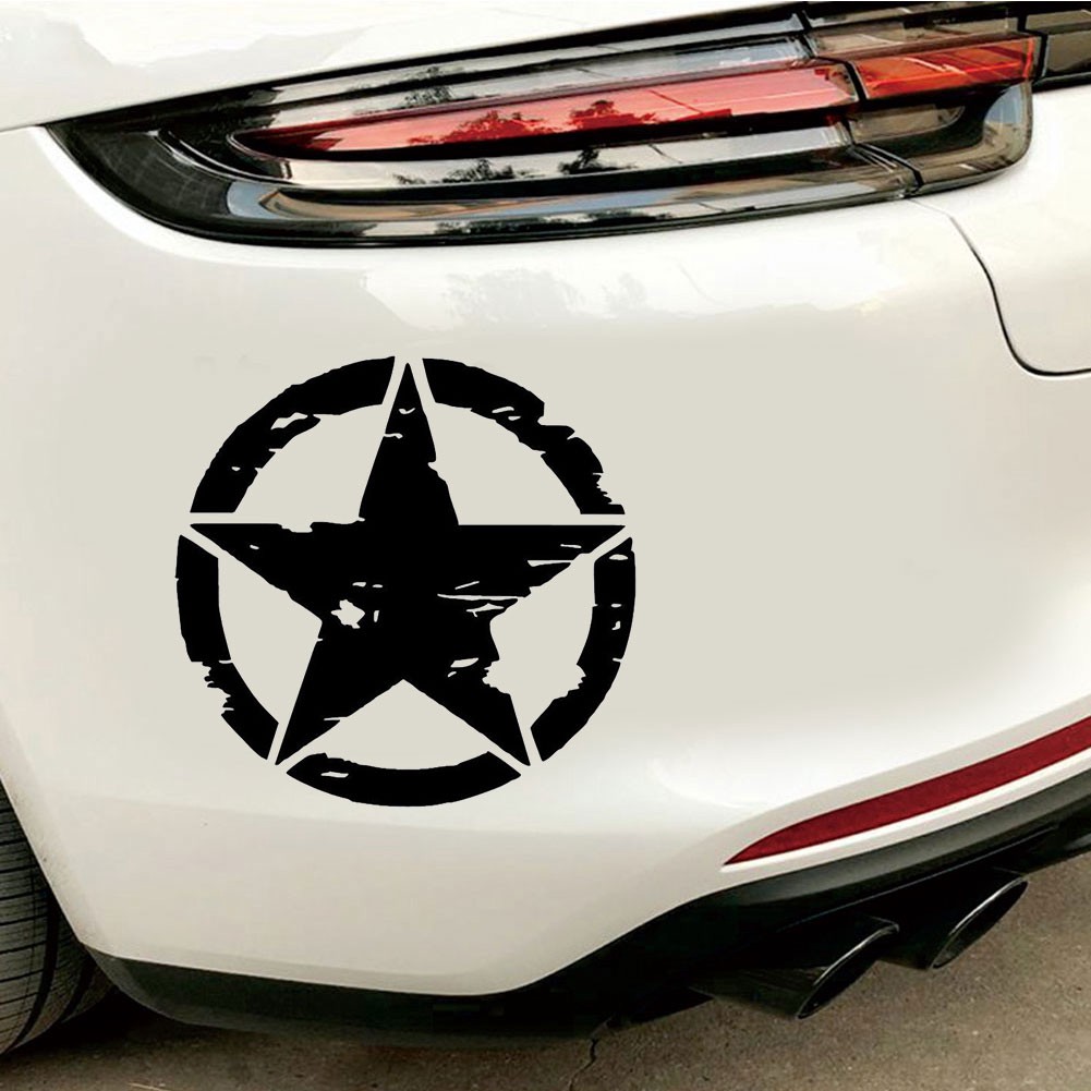 Decal hình tròn ngôi sao phản quang dán trang trí thân xe oto