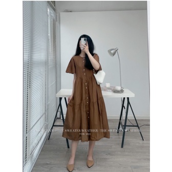 Váy Sơ Mi Dáng Dài, Váy Babydoll Bánh Bèo Tơ Mềm 2 Lớp Siêu Xinh