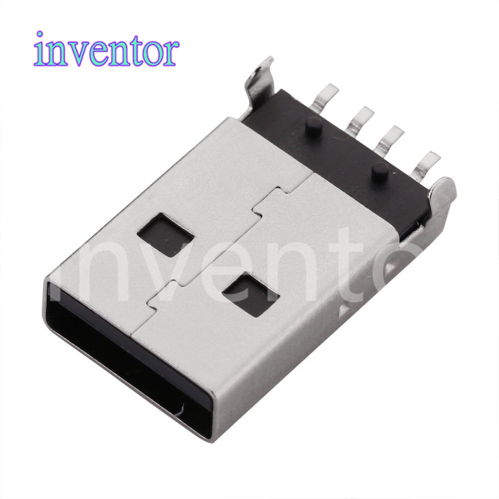 10PCS USB 2.0 Male A Type USB PCB Connector Plug  180 degree SMT Male USB Connectors 4Pins SMD