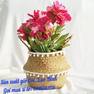 Giỏ cắm hoa, Chậu trồng cây cảnh bằng cói sz nhỏ xinh