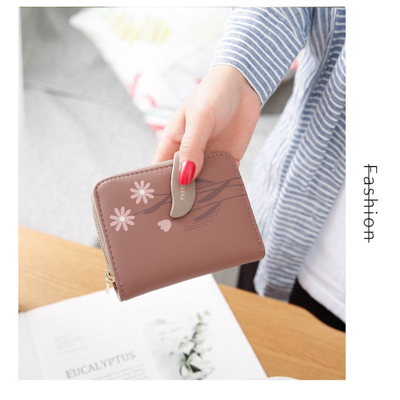 Ví/ Bóp Ngắn Cầm Tay Cho Nữ ERASHOP 079787 - Đựng Tiền/ Để Thẻ Hoa Cúc Nắp Prettyzys, Nhiều Ngăn, Rẻ Đẹp