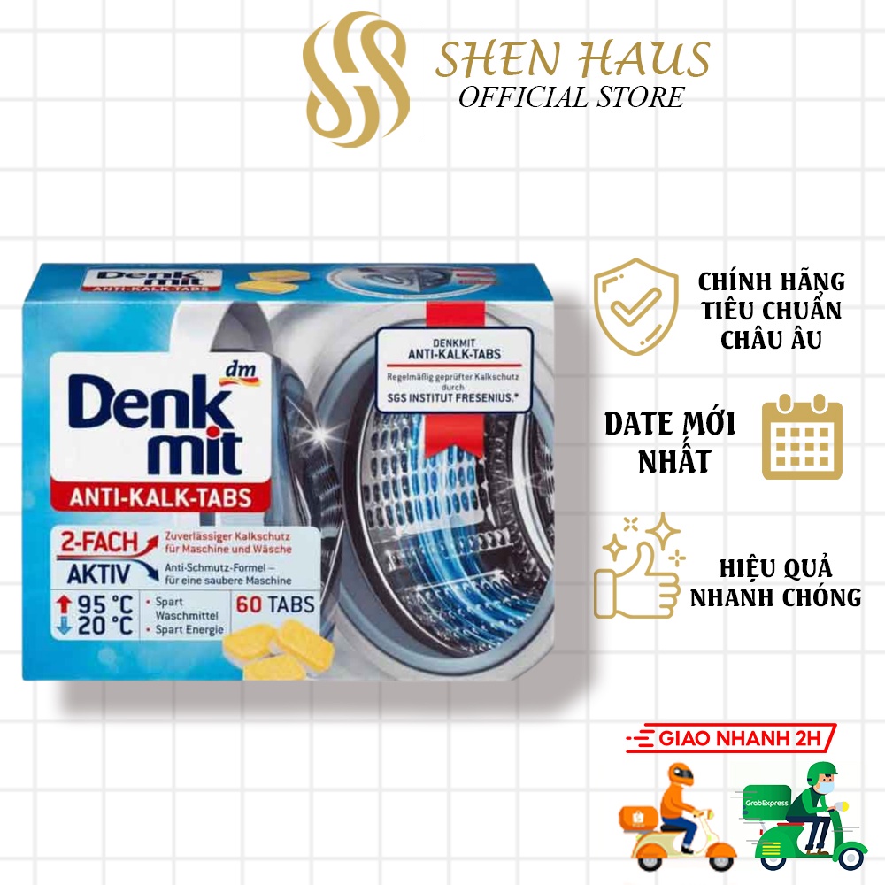 Hộp 60 Viên Tẩy Lồng Máy Giặt Denkmit Anti-Kalk-Tabs - Nhập Đức Chính Hãng