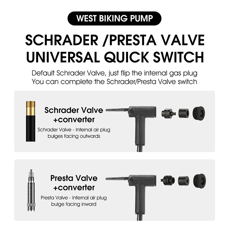 Ống Bơm Xe Đạp Mini Presta &amp; Schrader Thiết Kế Nhỏ Gọn Tiện Lợi