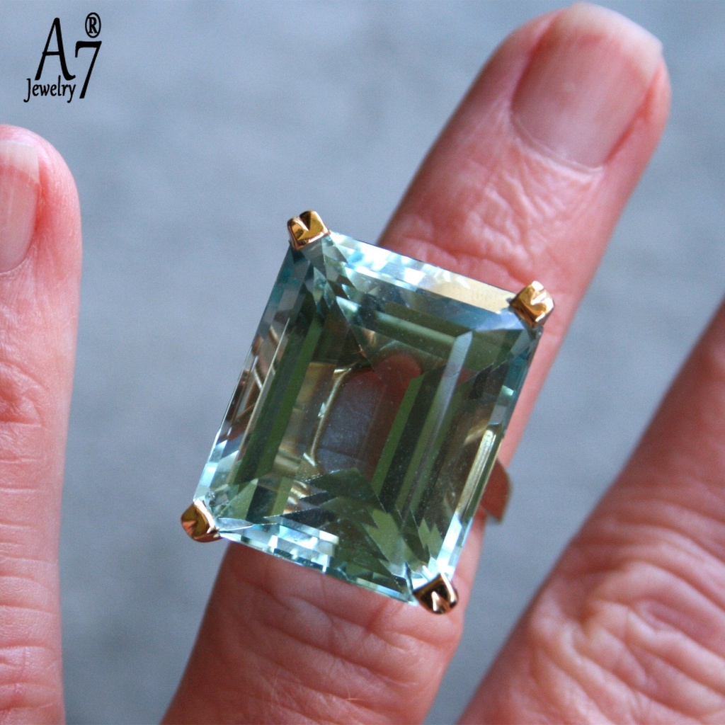 Nhẫn bạc S925 đính đá Topaz xanh navy phong cách thời trang cho nữ