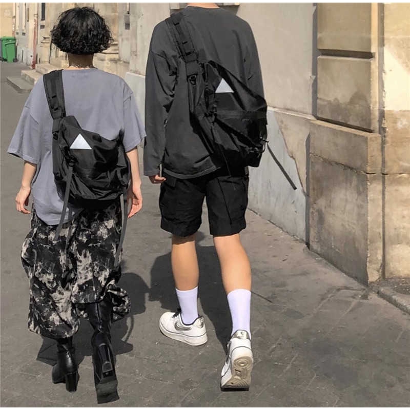 Túi đeo chéo màu đen phong cách Hip Hop thời trang cho nam