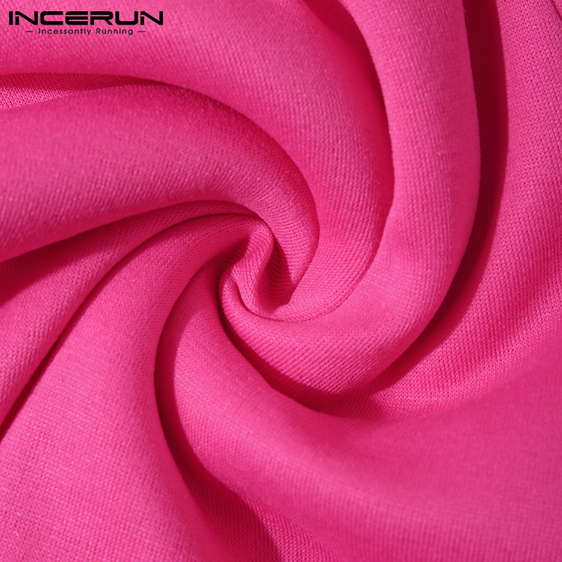 Quần dài INCERUN lưng cao dáng rộng co giãn màu trơn dành cho nam