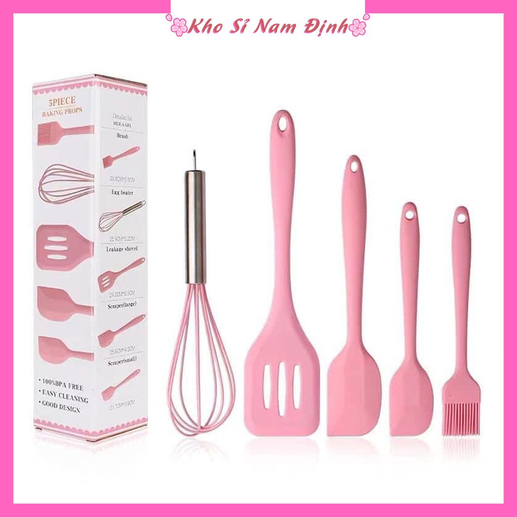 Bộ dụng cụ nhà bếp nấu ăn làm bánh 5 món bằng silicone chịu nhiệt cao