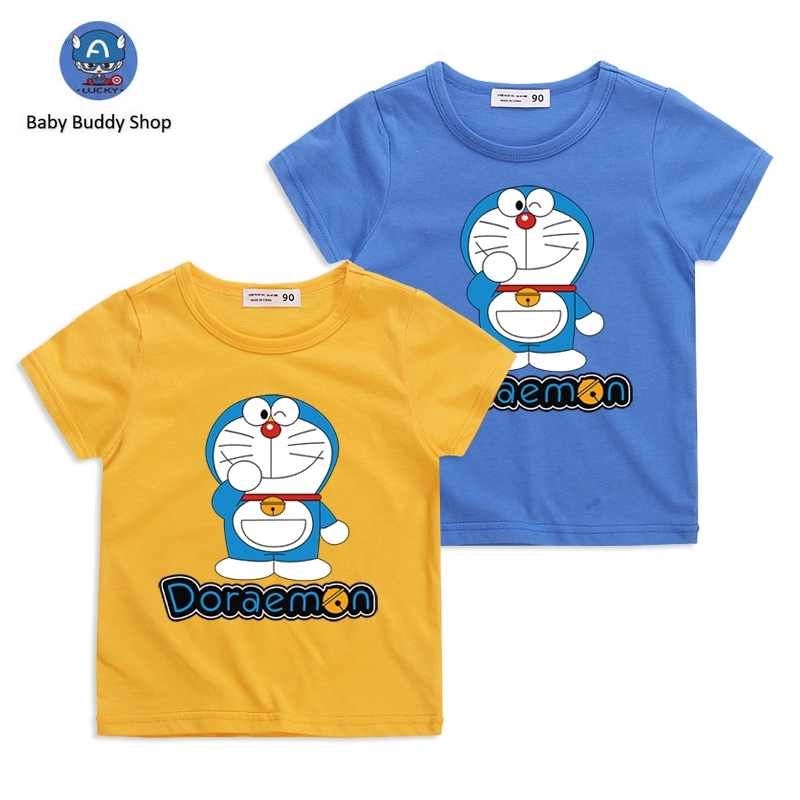Áo Thun Tay Ngắn In Hình Doraemon Dễ Thương Cho Bé
