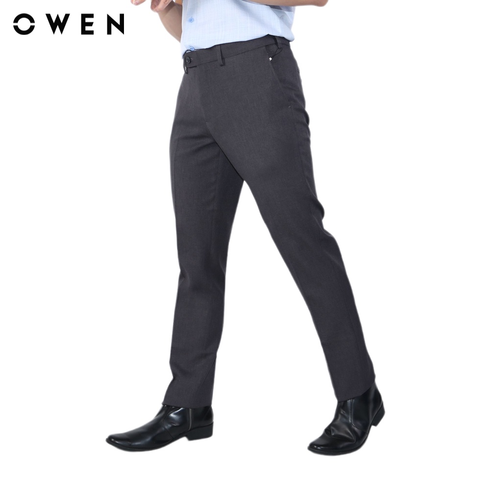 Quần tây Nam Owen Nano Regular Fit tăng đơ Ghi - QRT23482