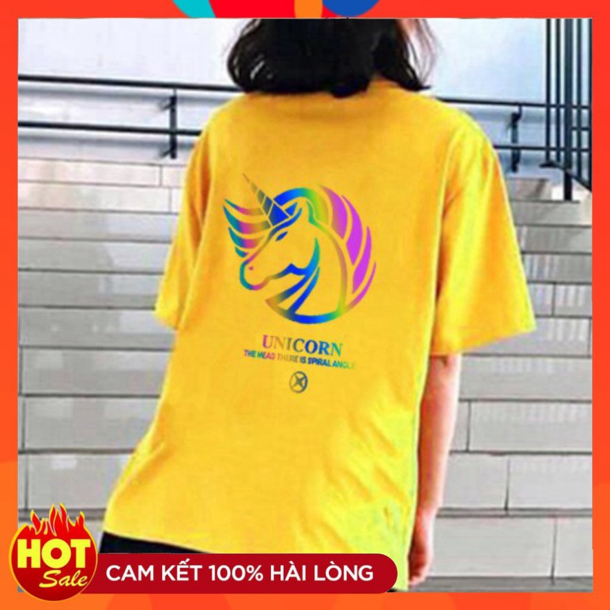 Áo thun phản quang nam, nữ form rộng in hình kỳ lân