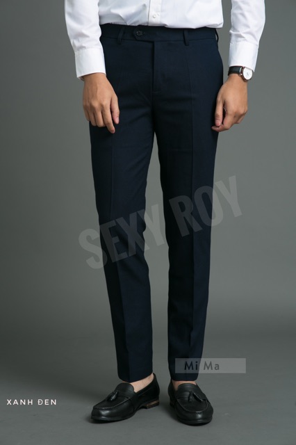 Quần tây nam xanh than công sở đẹp, quần ống côn ôm dáng trẻ trung, thiết kế chuẩn, vải dầy đẹp co giãn ko bám bui | BigBuy360 - bigbuy360.vn